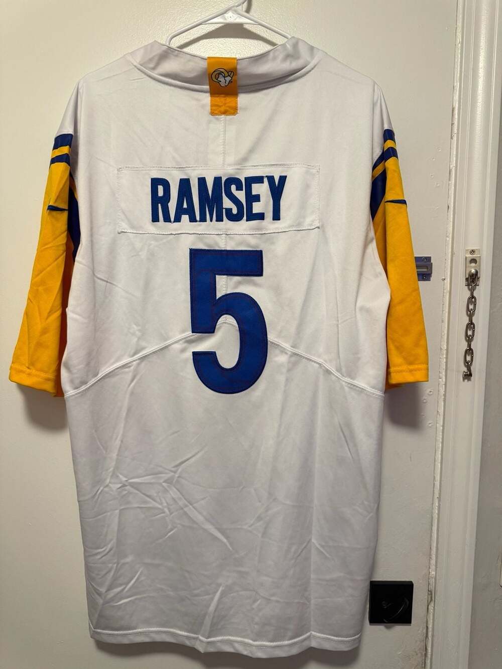 Nike Jalen Ramsey Los Angeles Rams NFL Jersey, Official, Home White, Men's Large